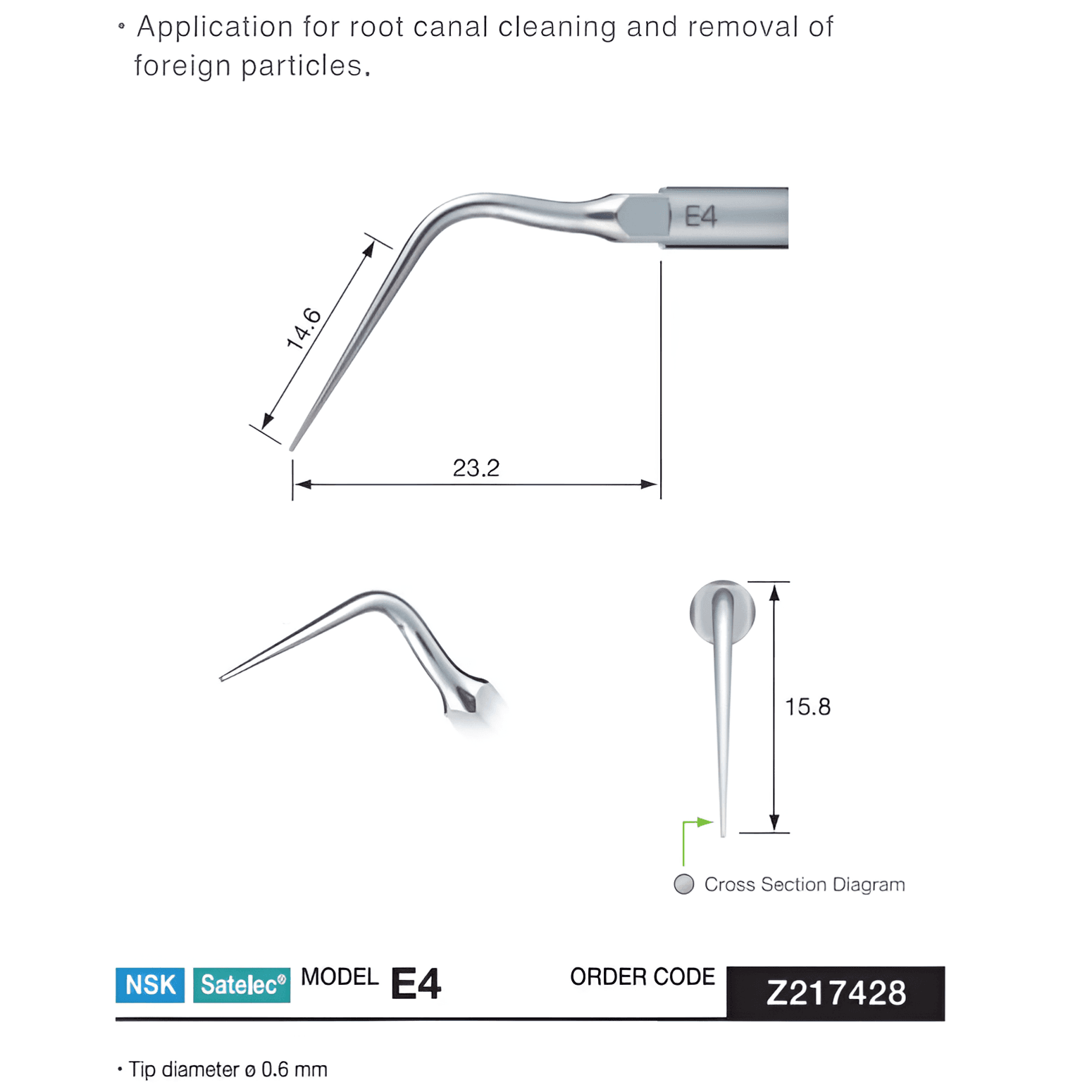 رأس تنظيف قناة الجذر من NSK، E4