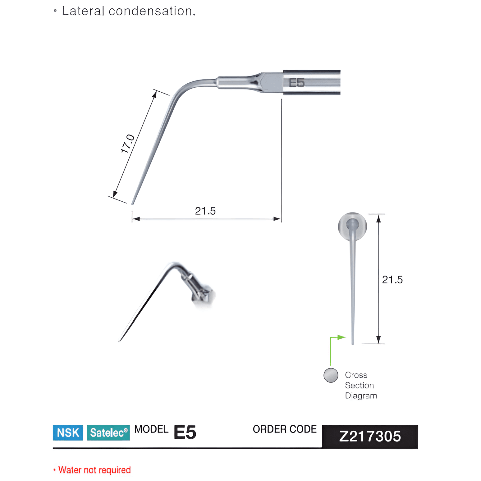 رأس تكثيف الحشوة لنهاية الجذر من NSK، E5