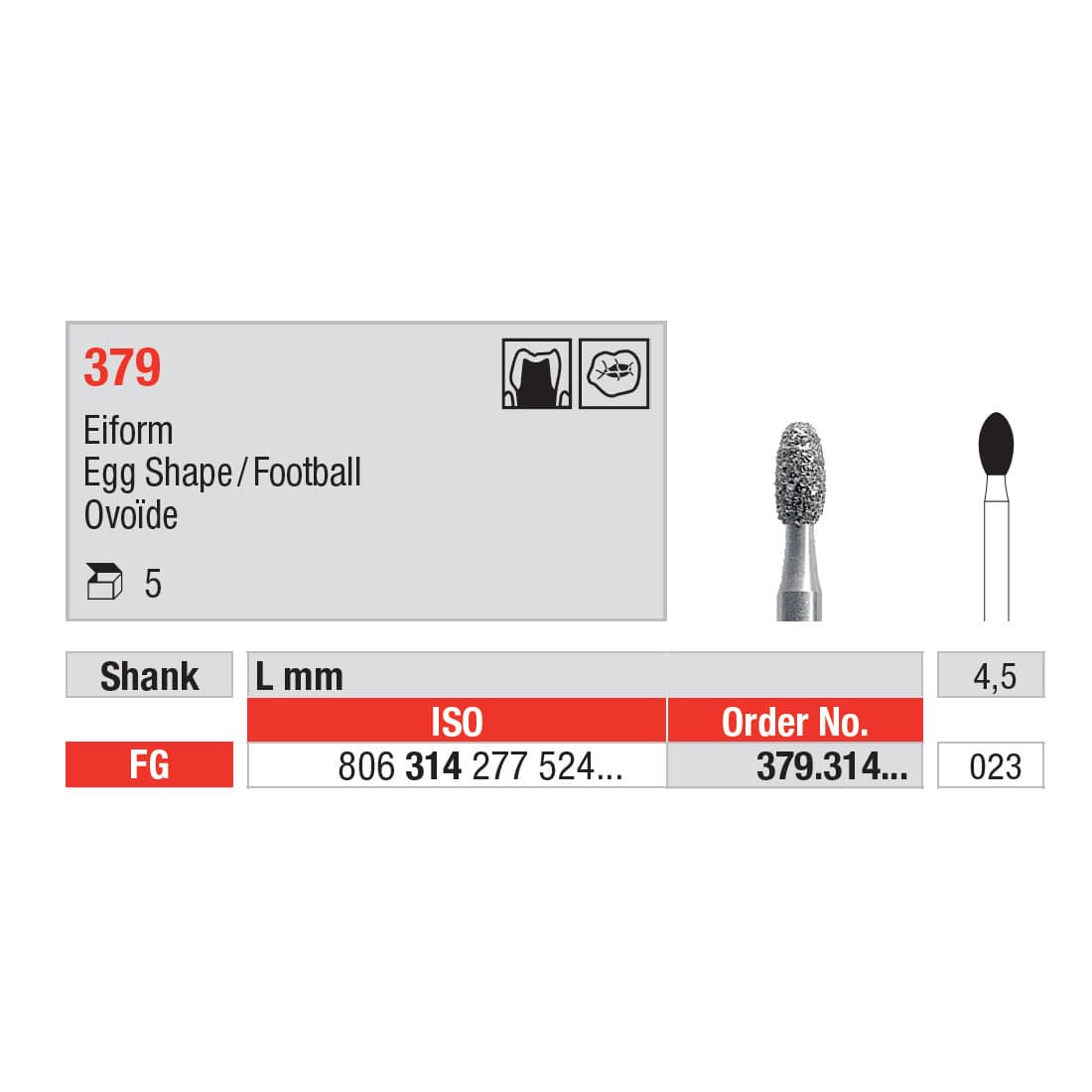 Diamond Burs, Egg FG-23