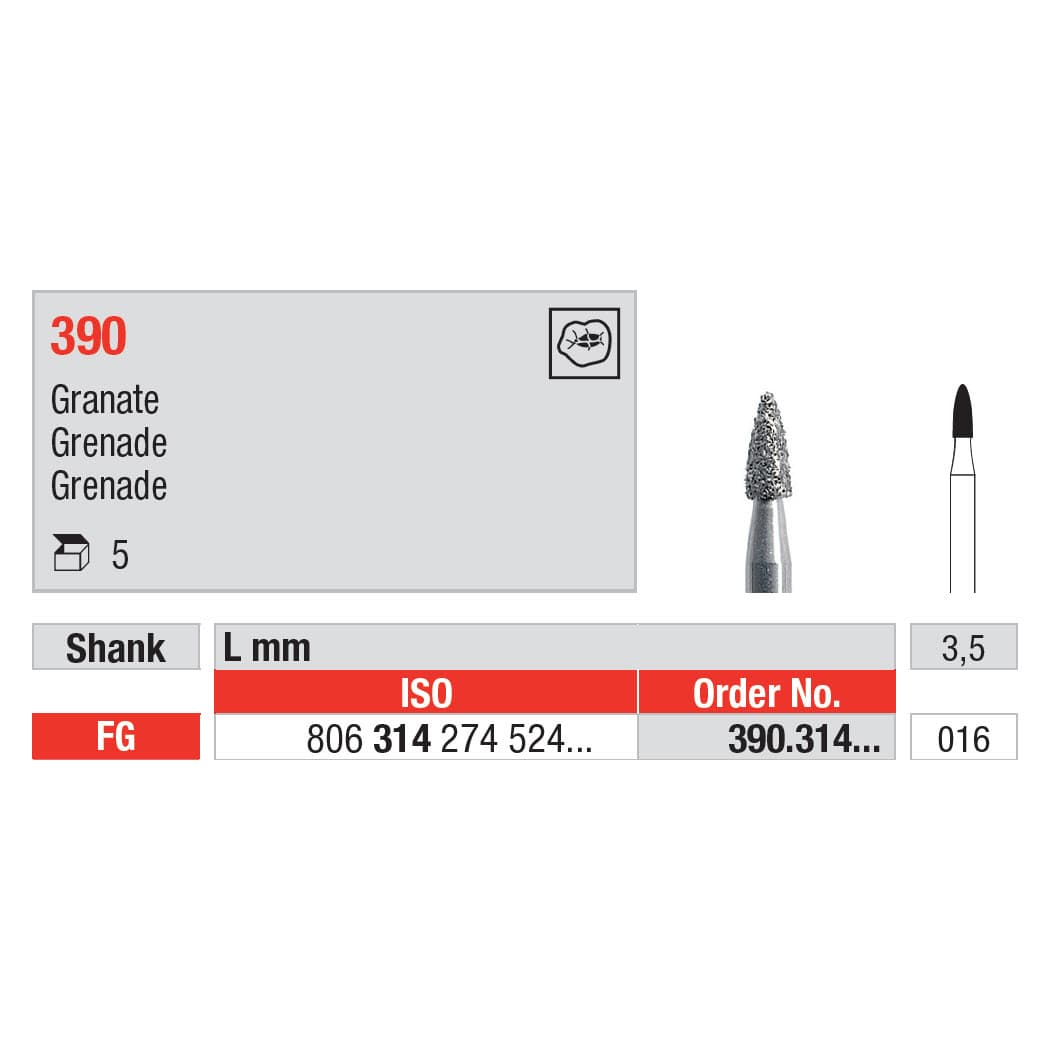 Diamond Burs, Flame FG-16