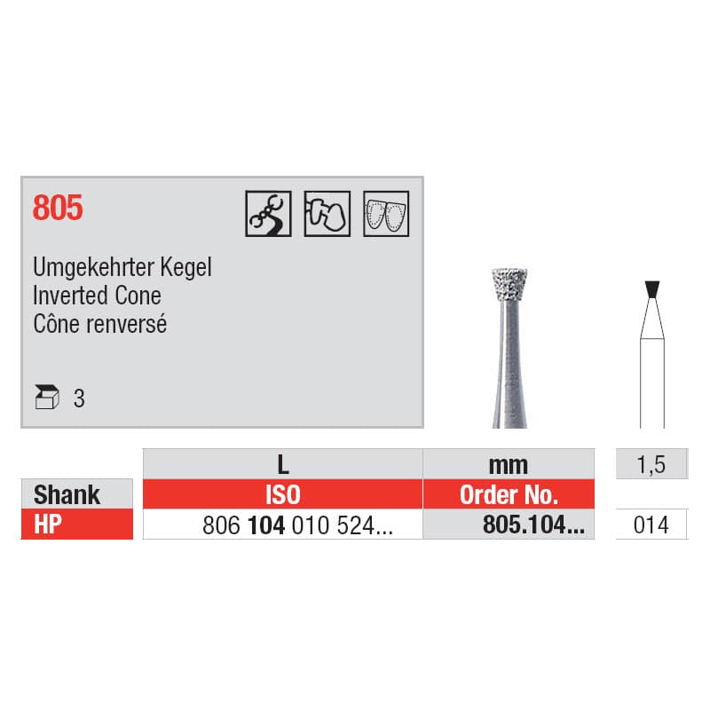 Diamond Burs, Inverted Cone HP-14