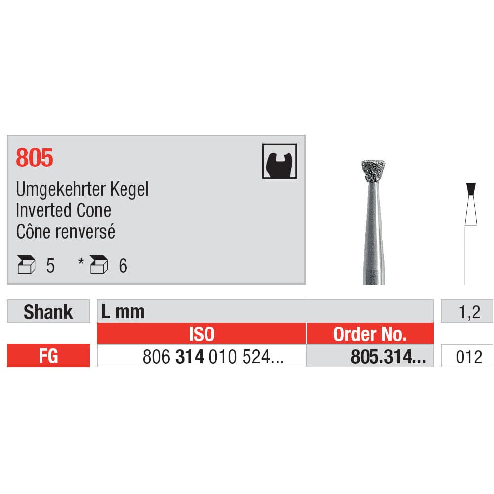 Diamond Burs, Inverted Cone FG-12