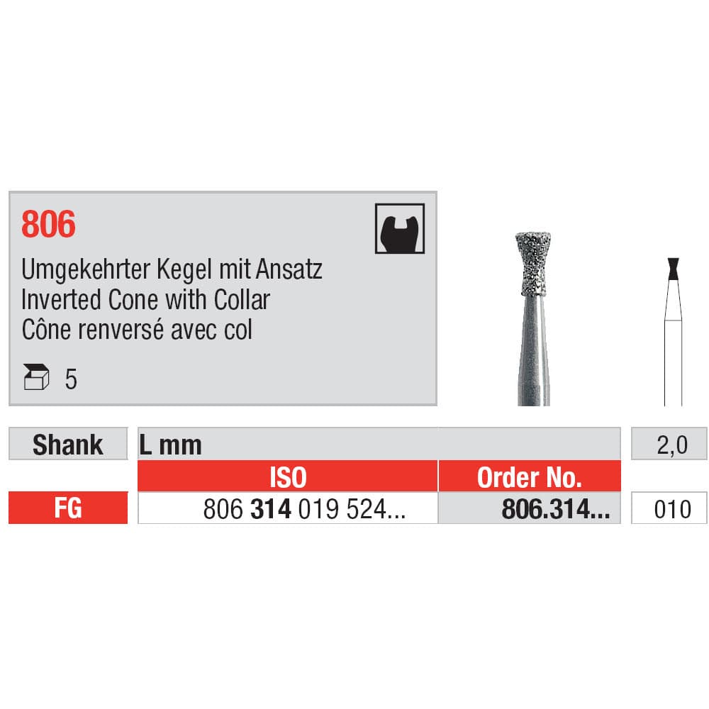 Diamond Burs, Inverted Cone FG-10