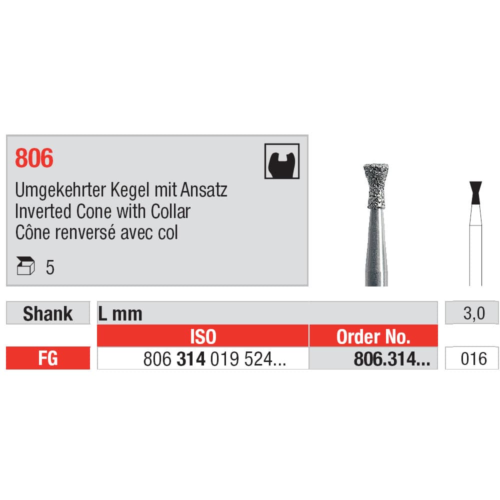 Diamond Burs, Inverted Cone FG-16