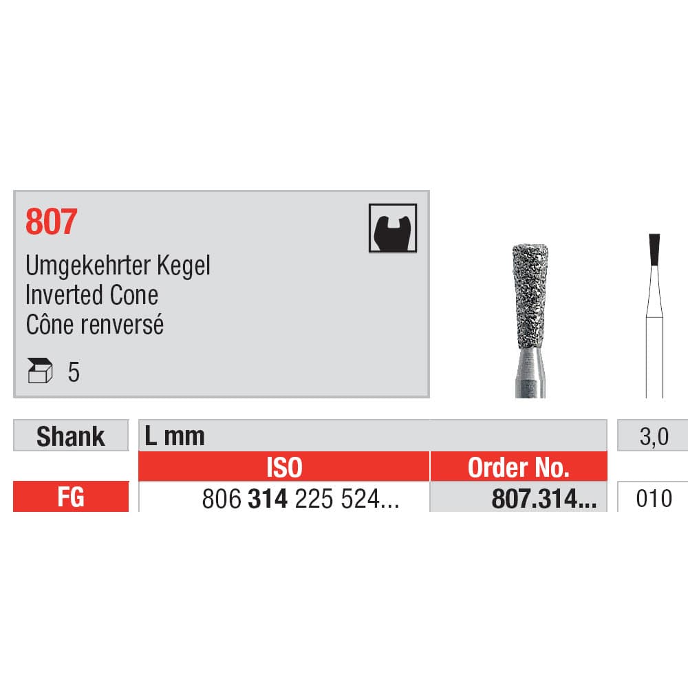 Diamond Burs, Inverted Cone FG-10