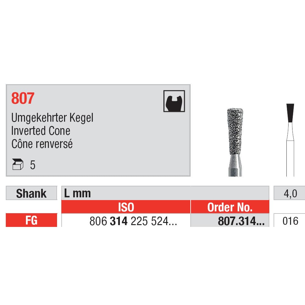 Diamond Burs, Inverted Cone FG-16