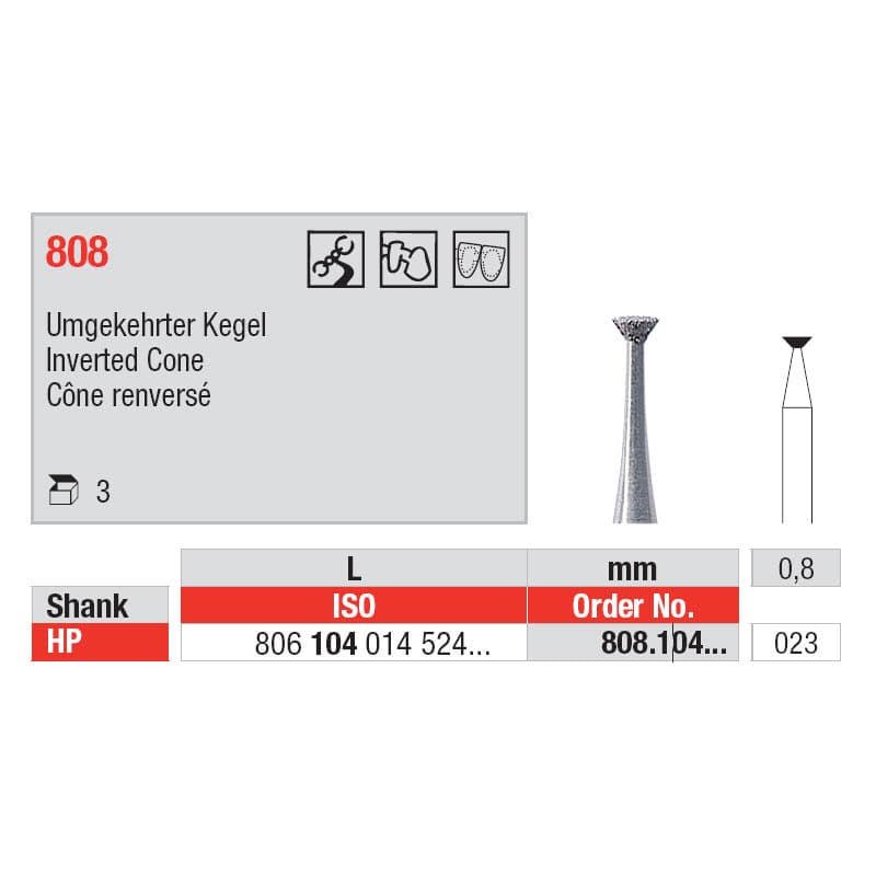 Diamond Burs, Inverted Cone HP-23