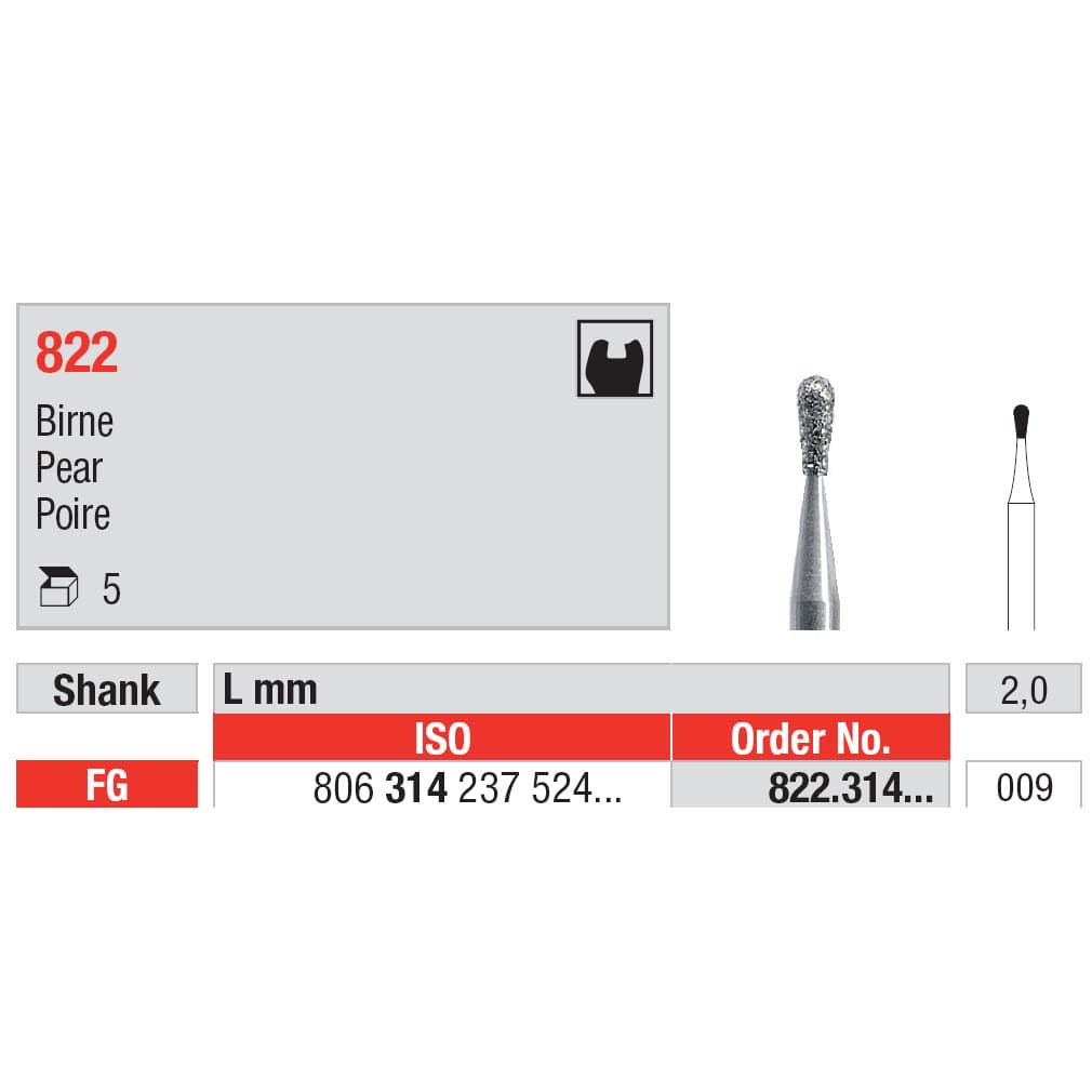 Diamond Burs, Pear FG-9
