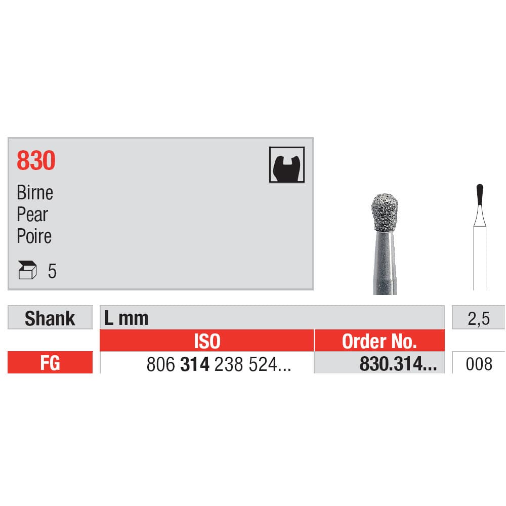 Diamond Burs, Pear FG-8
