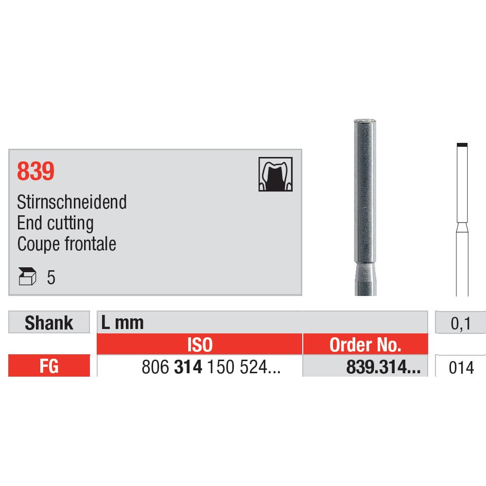 Diamond Burs, End Cutting FG-14