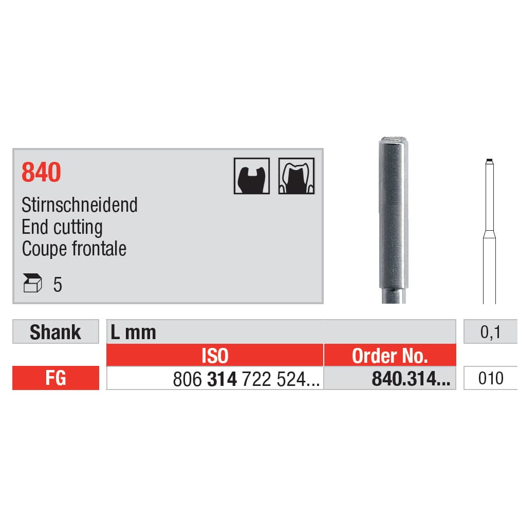 Diamond Burs, End cutting FG-10