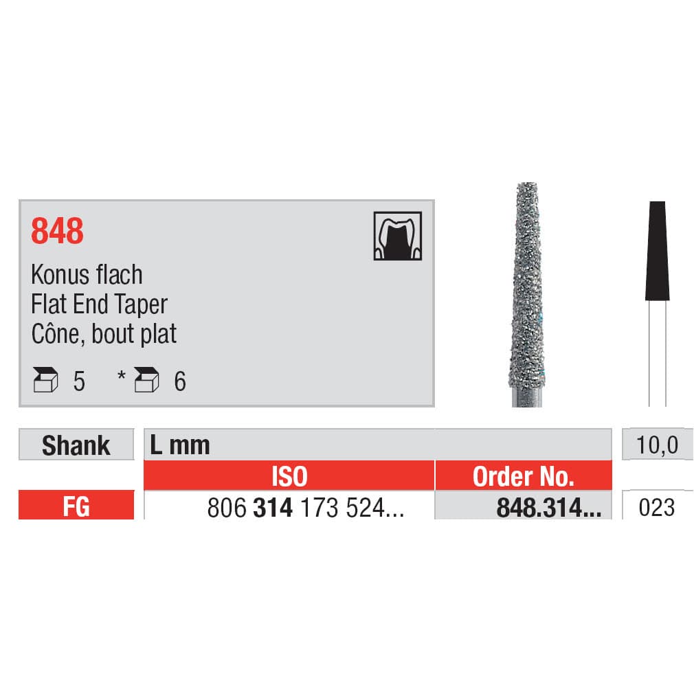 Diamond Burs, Flat End Taper FG-23