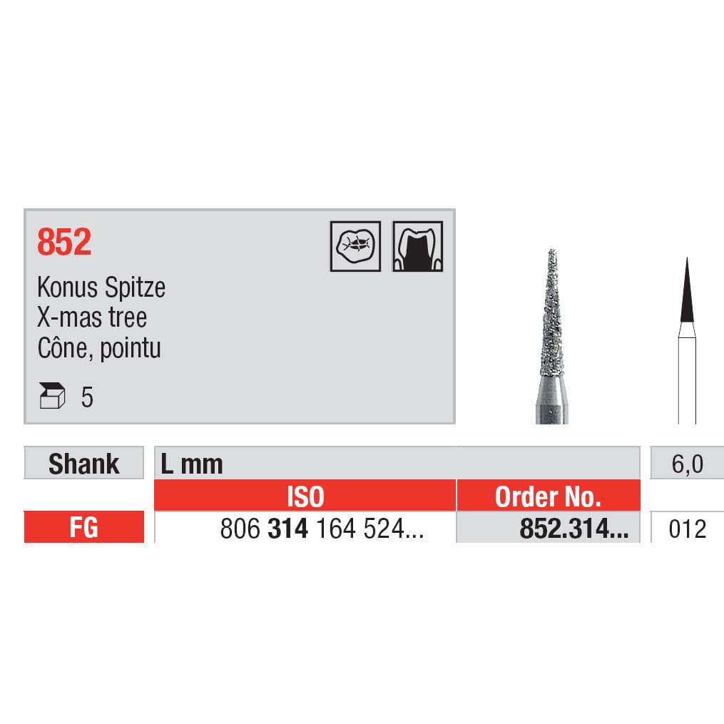 Diamond Burs, Cone FG-12