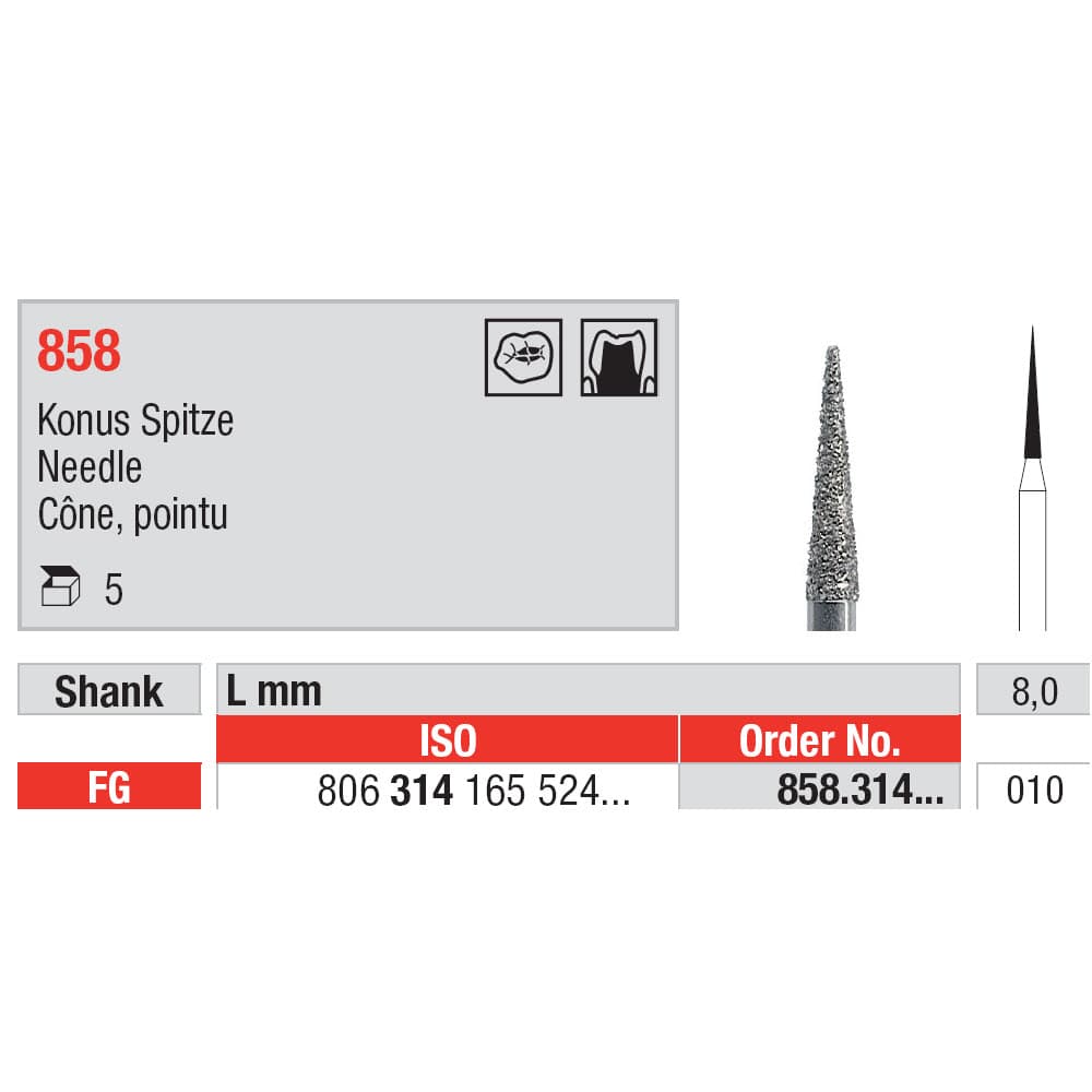 Diamond Burs, Needle FG-10