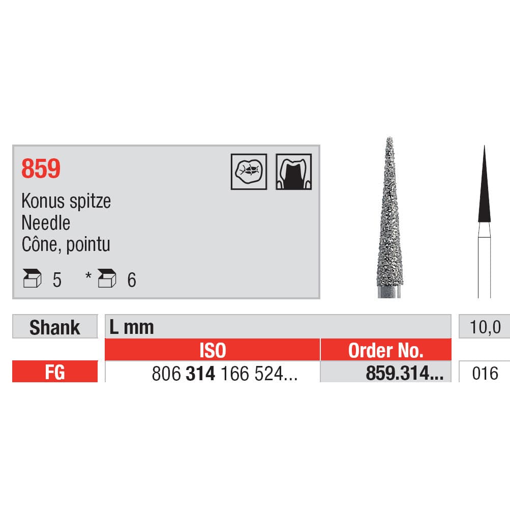 Diamond Burs, Needle FG-16