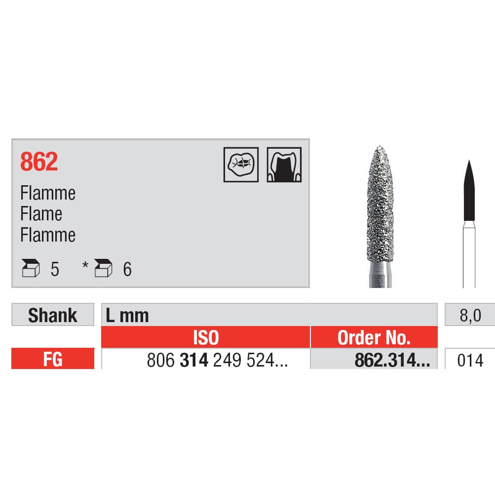 Diamond Burs, Flame FG-14