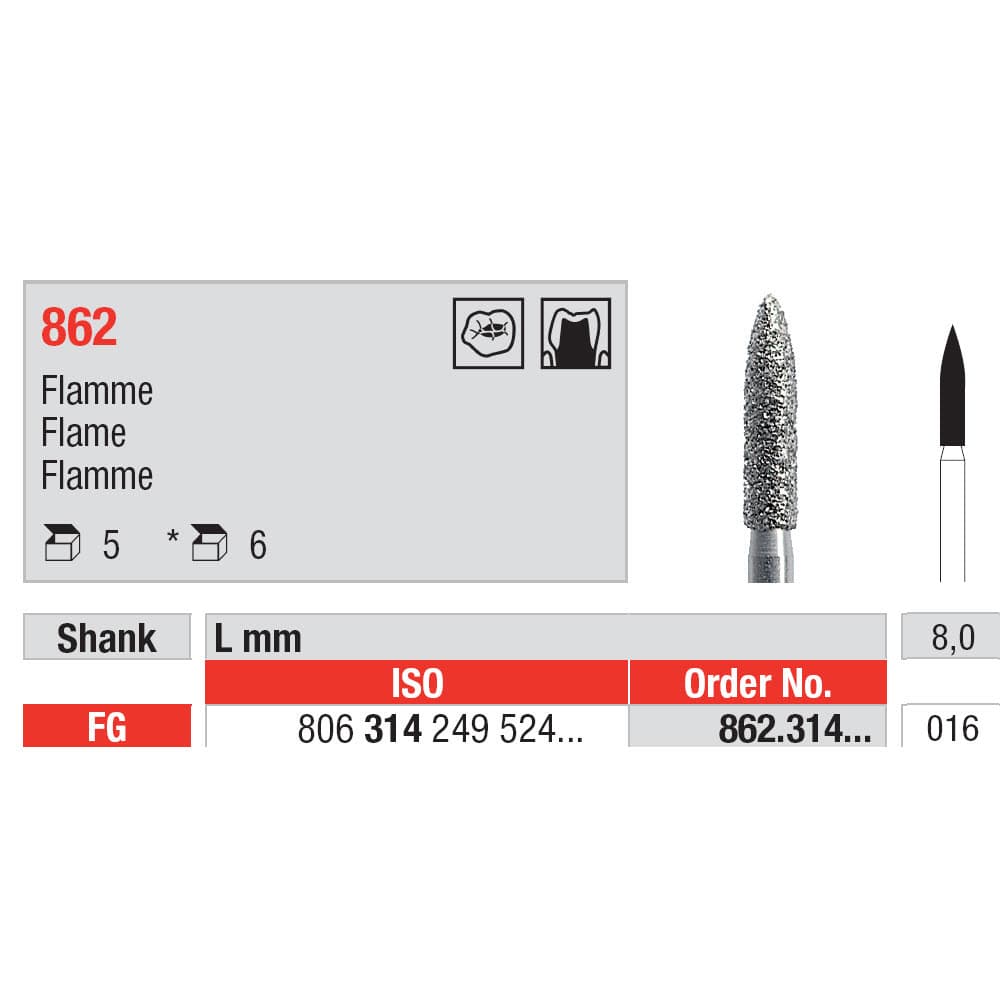 Diamond Burs, Flame FG-16