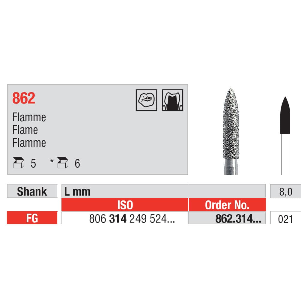 Diamond Burs, Flame FG-21