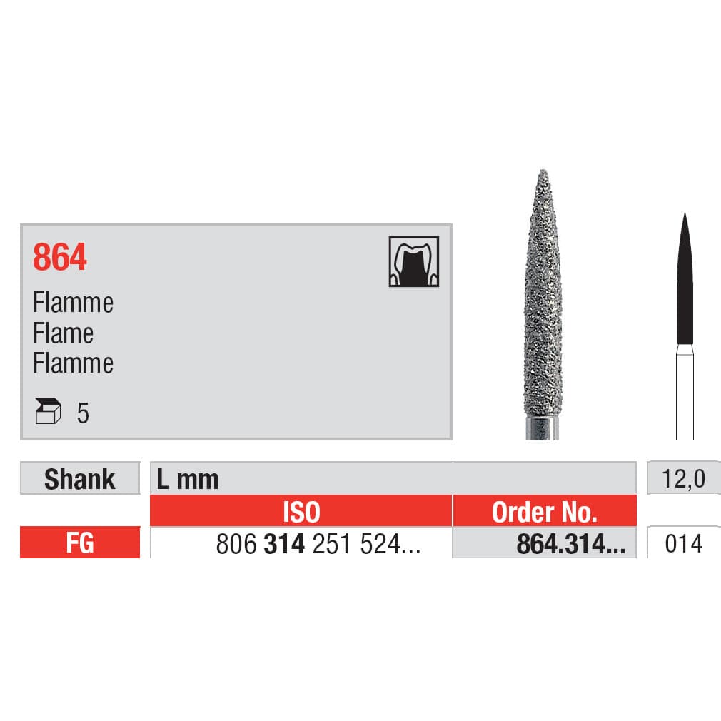 Diamond Burs, Flame FG-14