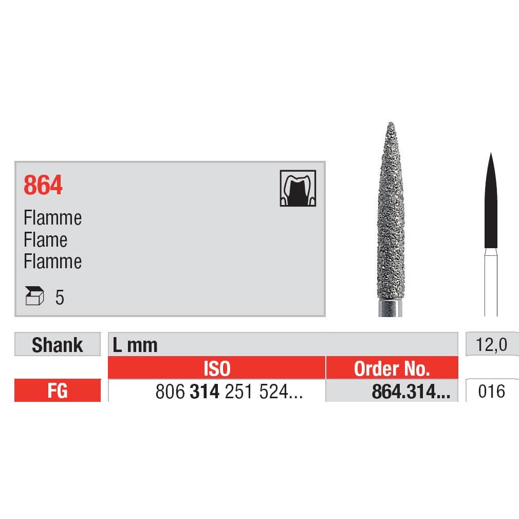 Diamond Burs, Flame FG-16