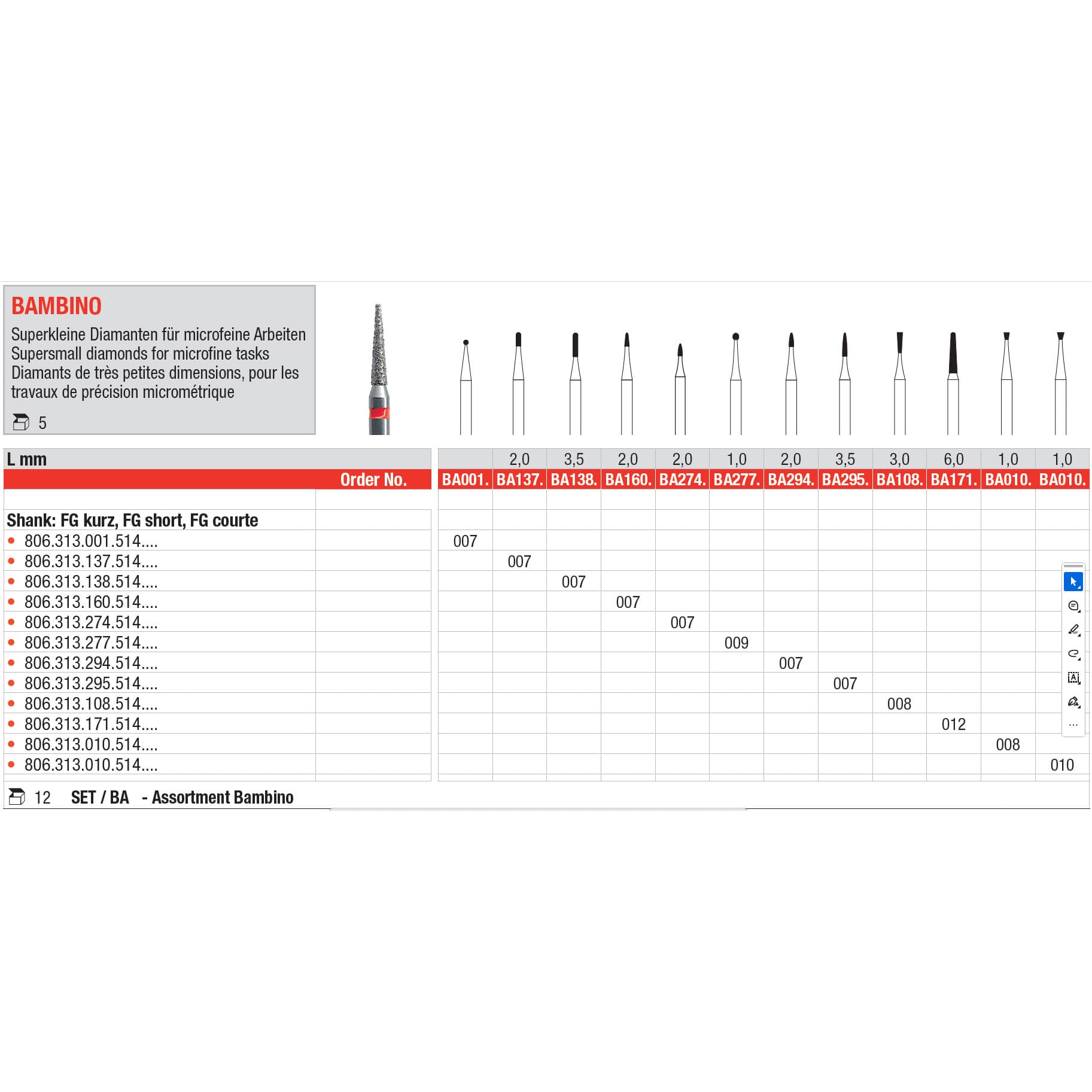 Diamond Burs, Assorted FG-Assorted