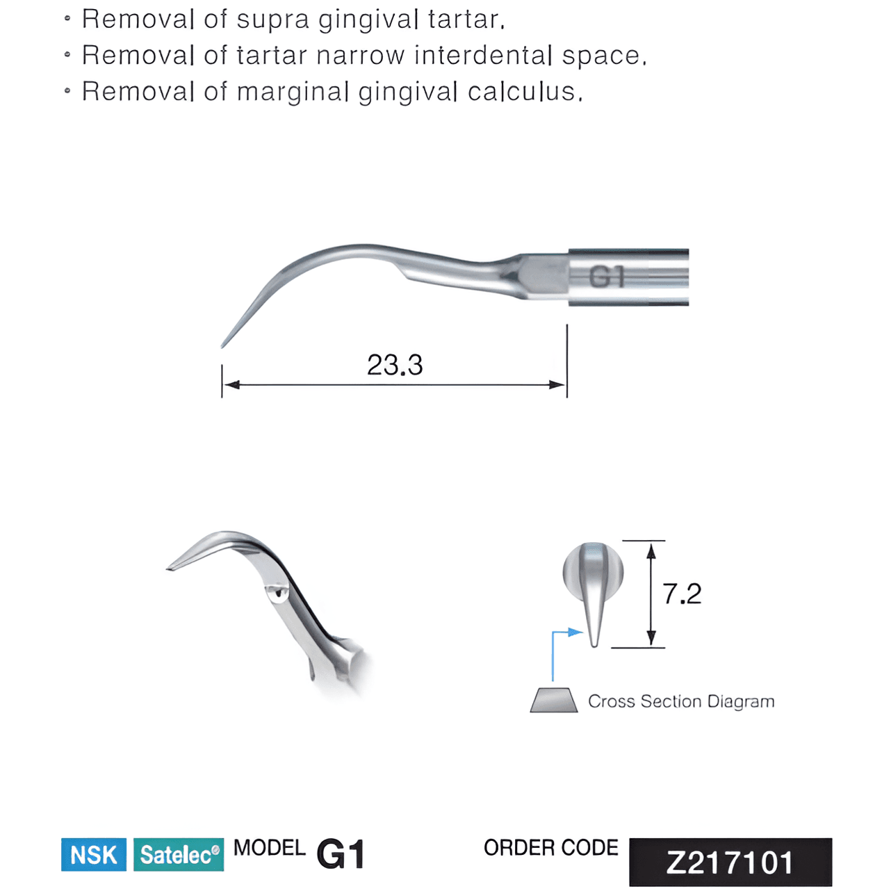 NSK Scaler Tartar/Calculus Remover Tip, G1