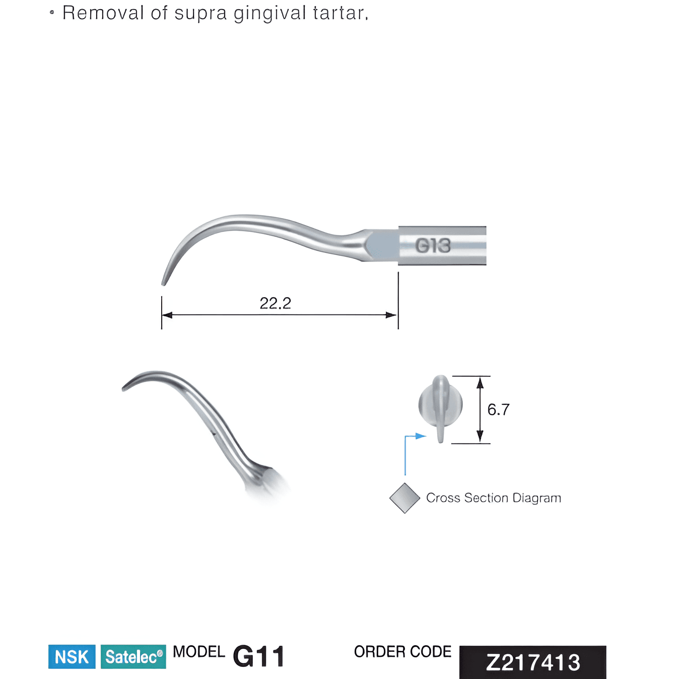 NSK Scaler Tartar Remover Tip, G13