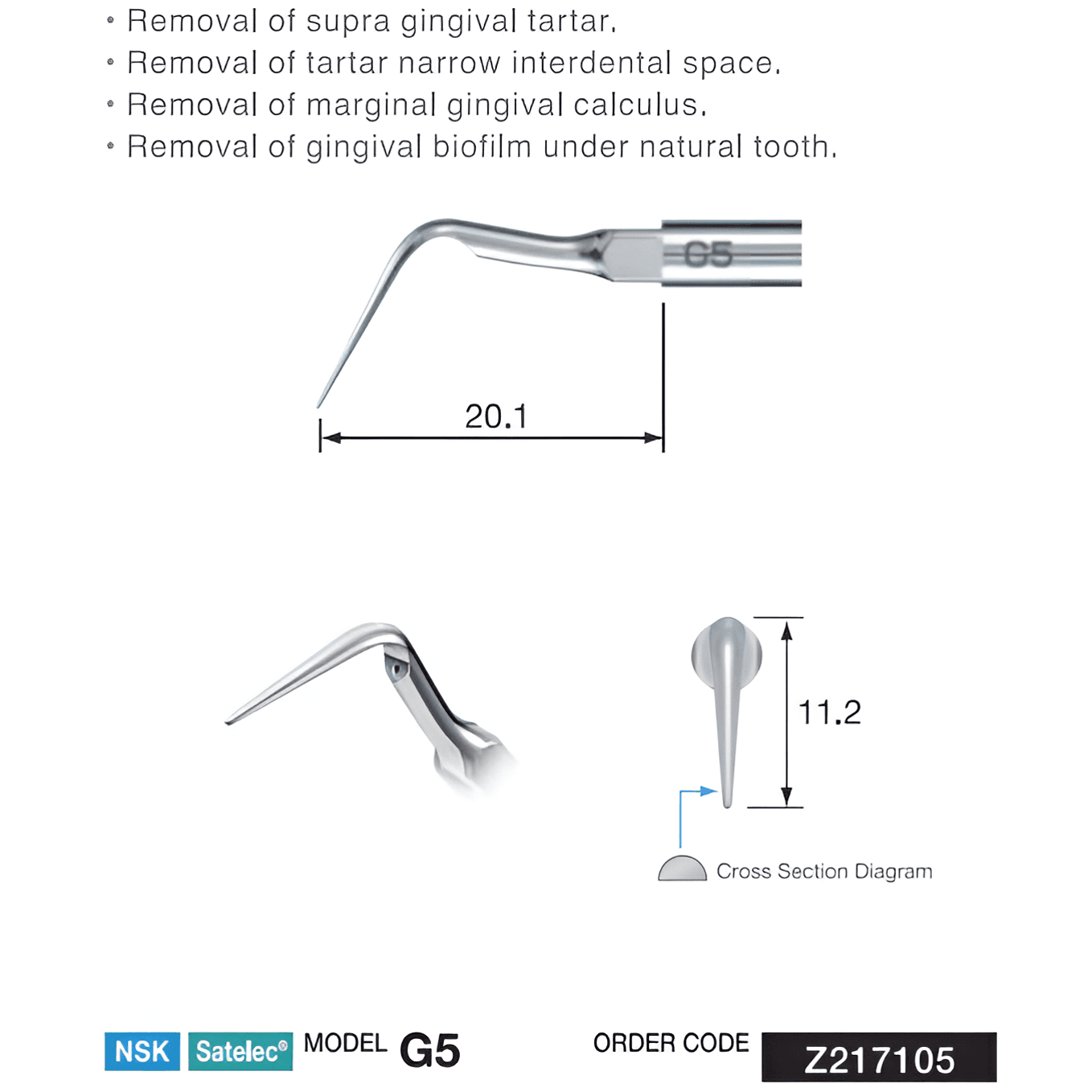 NSK Scaler Tartar/Calculus Remover Tip, G5