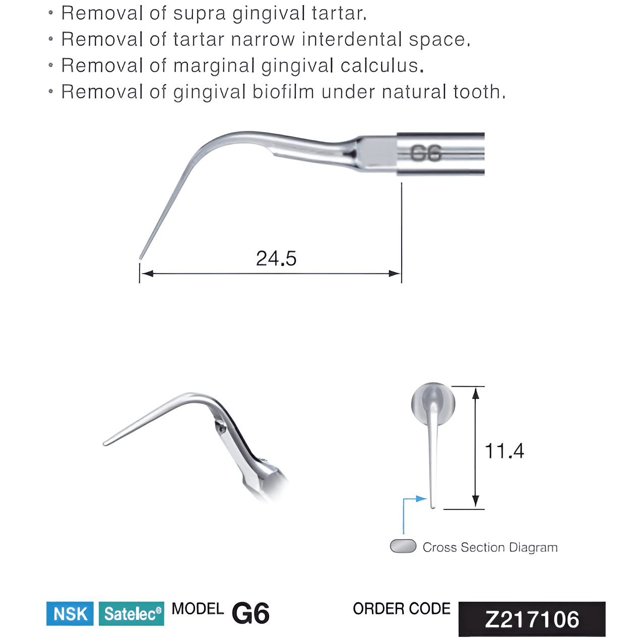 NSK Scaler Tartar/Calculus Remover Tip, G6