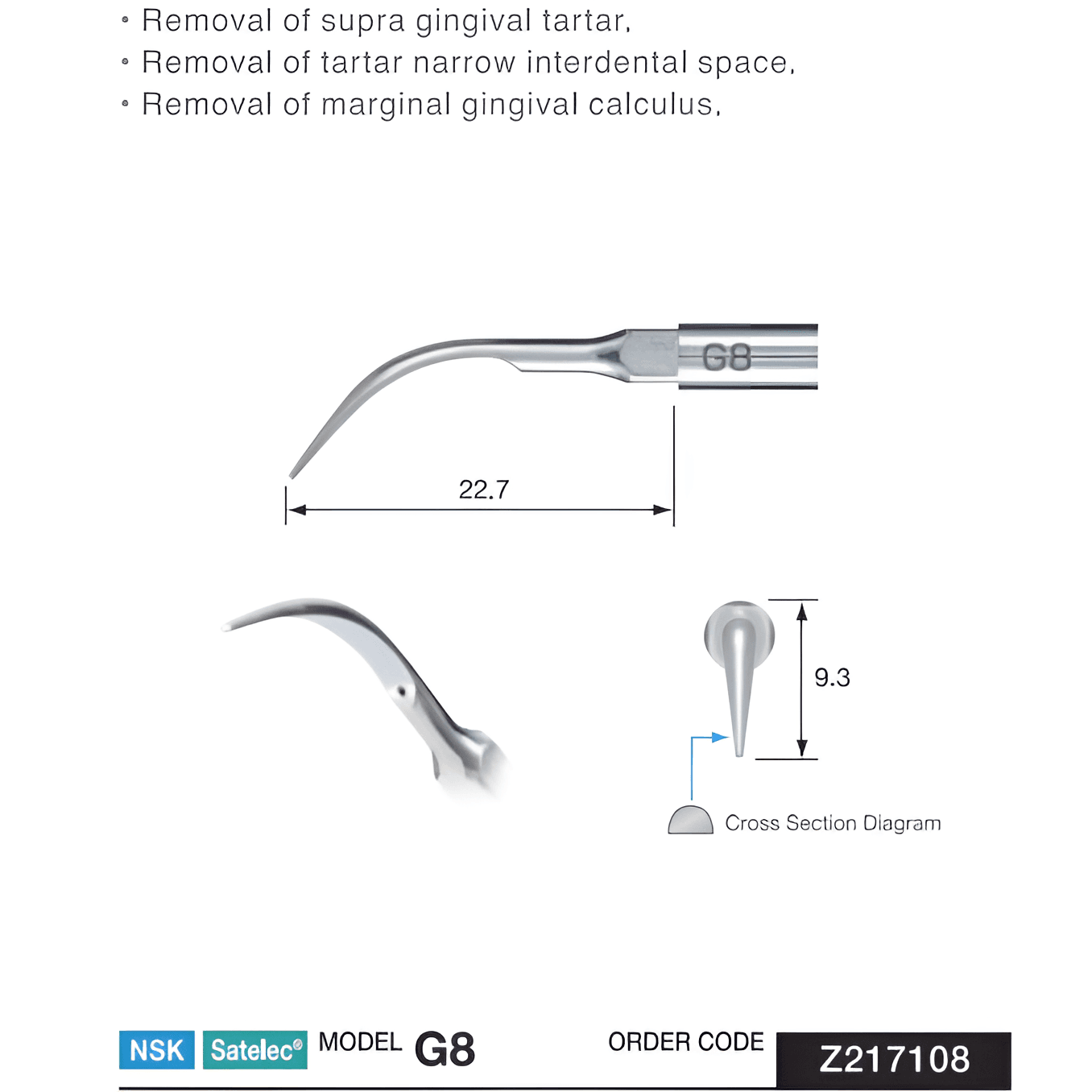 NSK Scaler Tartar/Calculus Remover Tip, G8