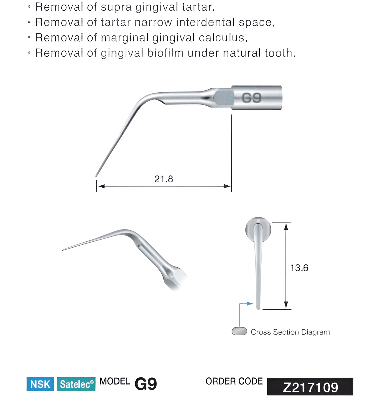 NSK Scaler Tartar/Calculus Remover Tip, G9