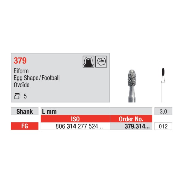 Diamond Burs, Egg FG-12 - Edenta -