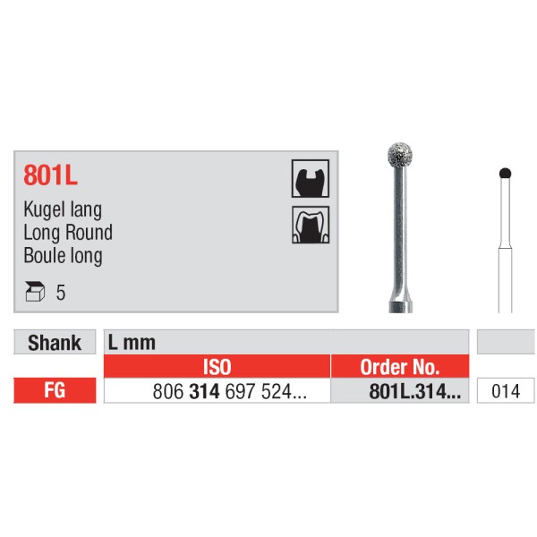 Diamond Burs, Round FG-14 - Edenta -