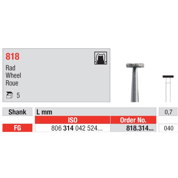 Diamond Burs, Wheel FG-40 - Edenta -