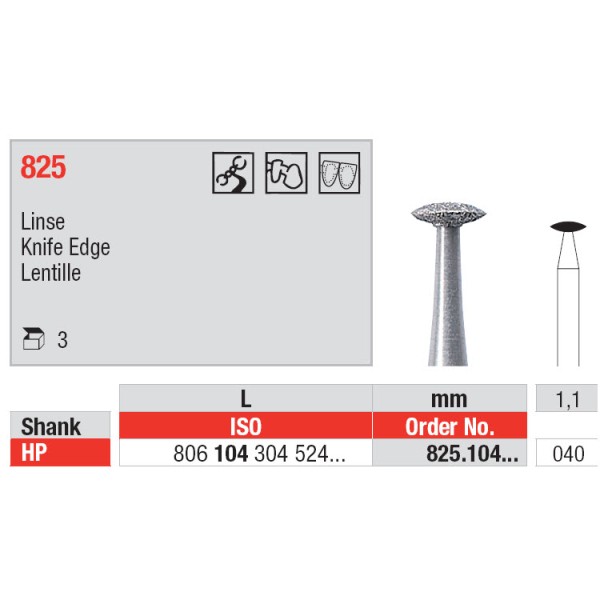 Diamond Burs, Knife Edge HP-40 - Edenta -