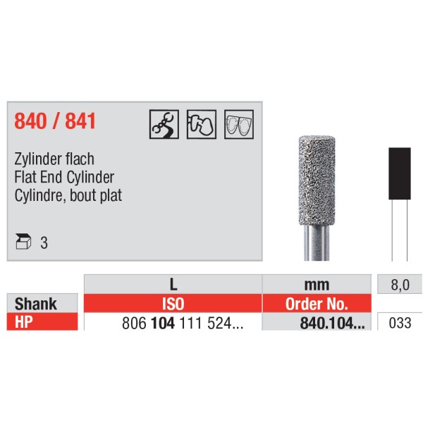 Diamond Burs, End cutting HP-33 - Edenta -