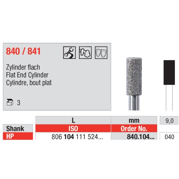 Diamond Burs, End cutting HP-40 - Edenta -