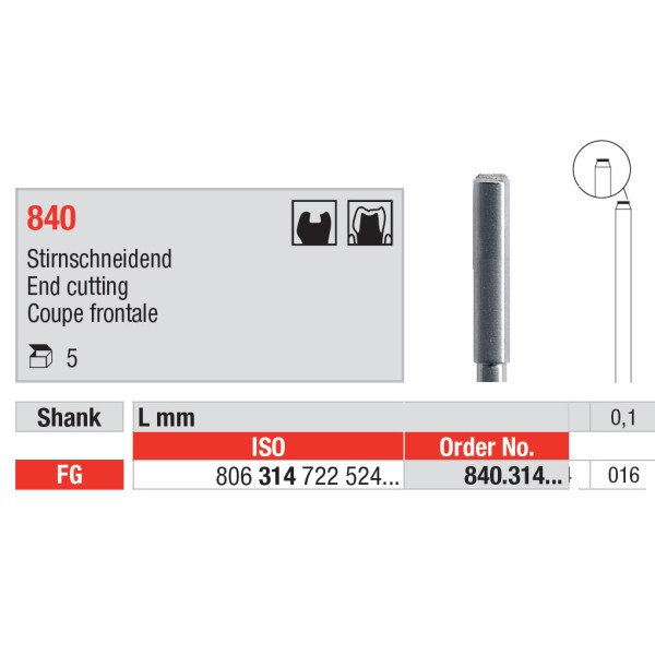 Diamond Burs, End cutting FG-16 - Edenta -