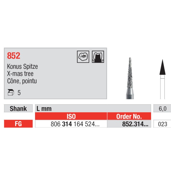 Diamond Burs, Cone HP-23 - Edenta -