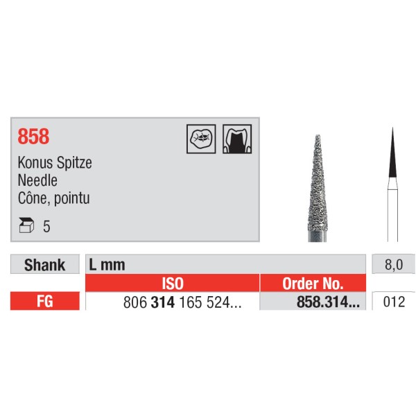 Diamond Burs, Needle FG-12 - Edenta -