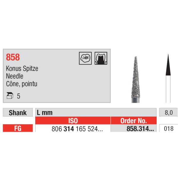 Diamond Burs, Needle FG-18 - Edenta -