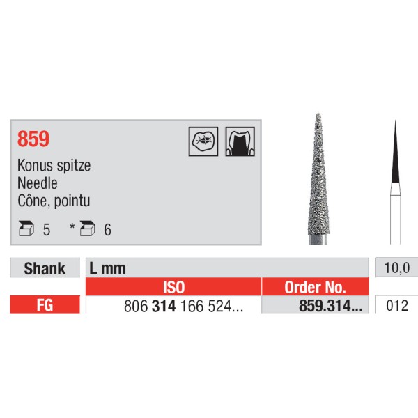Diamond Burs, Needle FG-12 - Edenta -