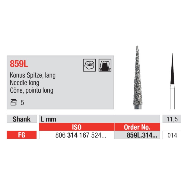 Diamond Burs, Needle FG-14 - Edenta -