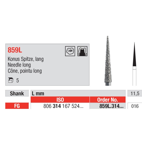 Diamond Burs, Needle FG-16 - Edenta -