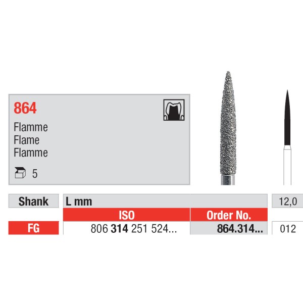 Diamond Burs, Flame FG-12 - Edenta -
