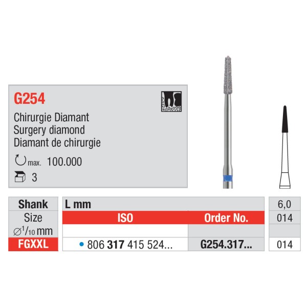 سنابل ماسية, Surgery Diamond FG-317 Size 14 - Edenta -